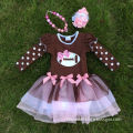 Football dress new design ruffle dress clothes pink veil cute children's kids clothes with matching necklace and headband